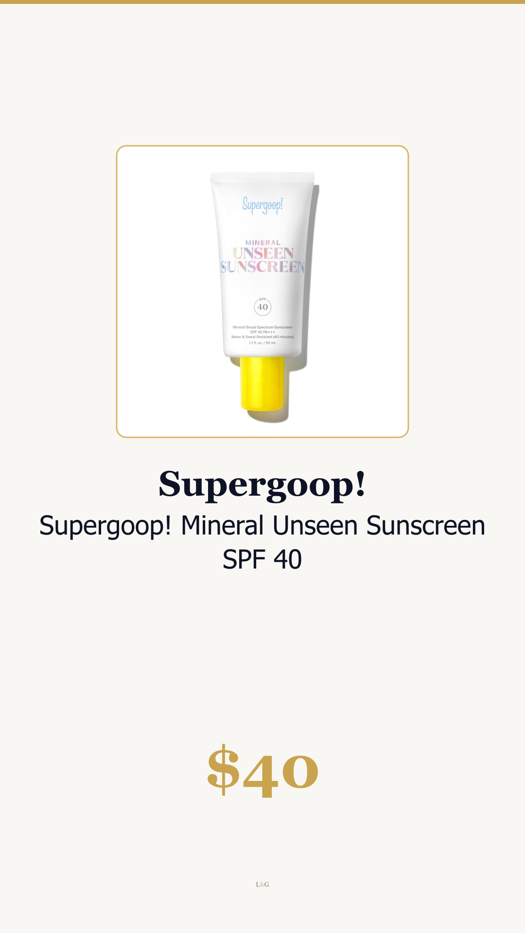 Supergoop! Mineral Unseen Sunscreen SPF 40